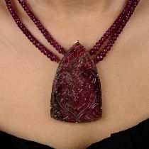 Carved tourmaline necklace