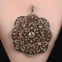 Early 20th century silver diamond pendant