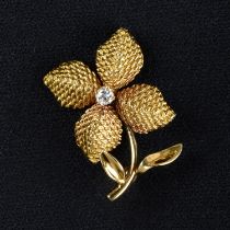 Mid 20th c 18ct gold diamond brooch, by Cartier