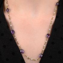 Victorian gold amethyst & seed pearl necklace