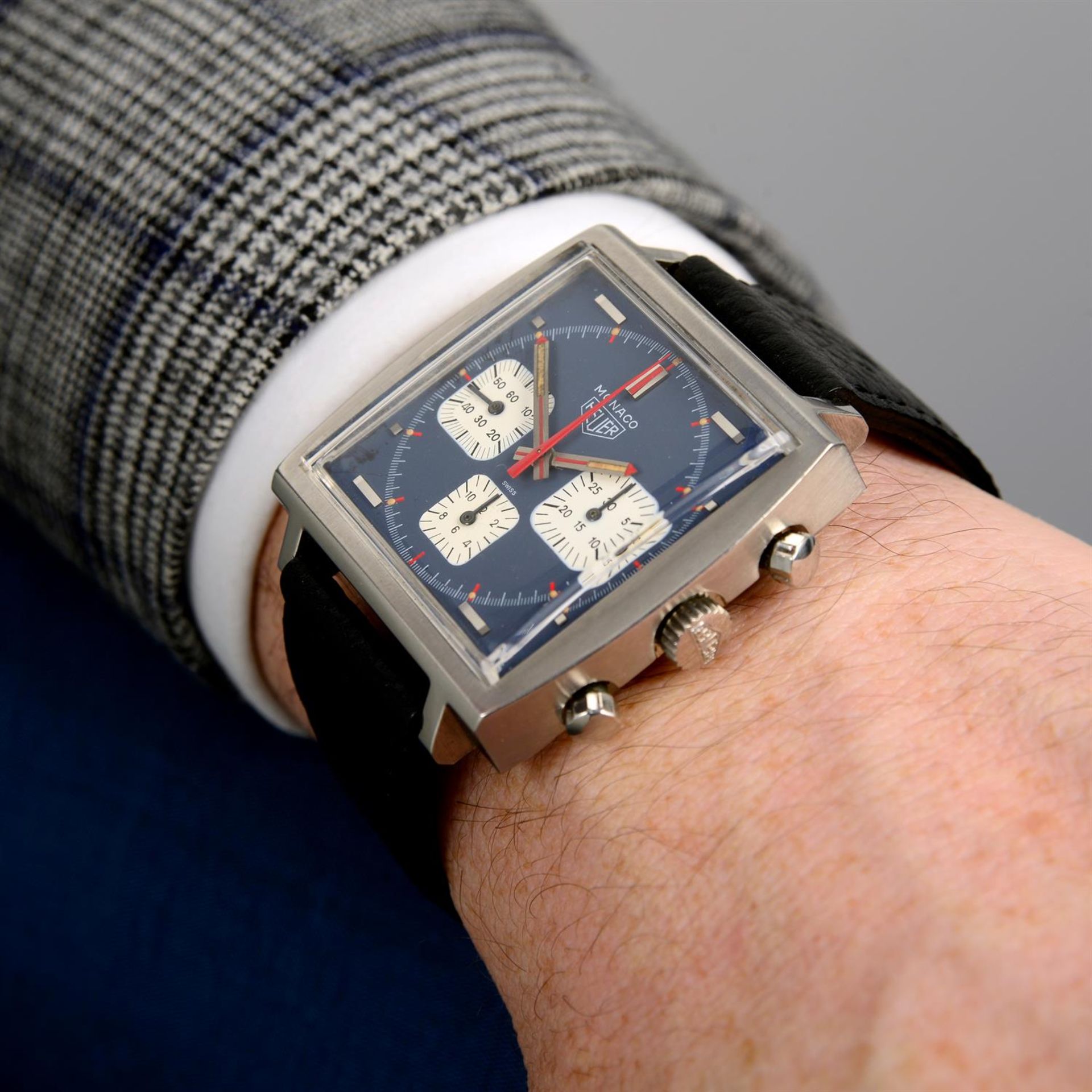 Heuer - a Monaco chronograph watch, 39mm. - Image 6 of 6