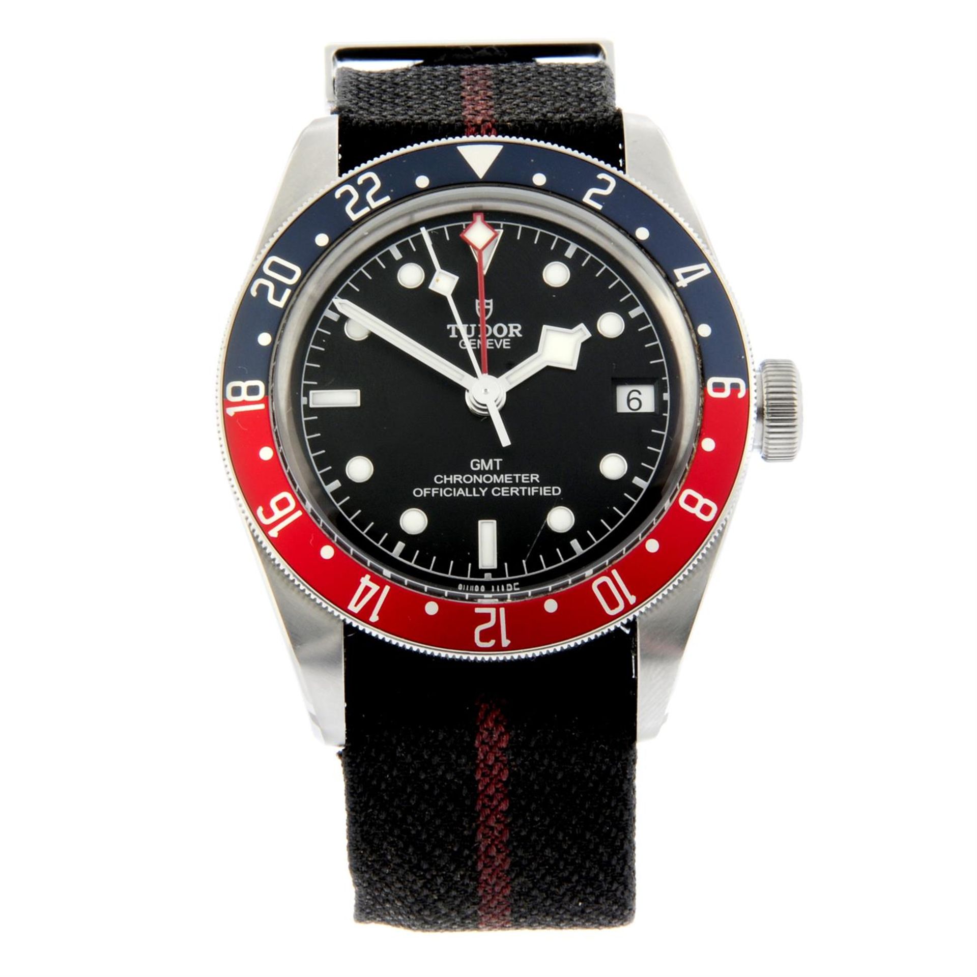 Tudor - a Black Bay GMT watch, 41mm.