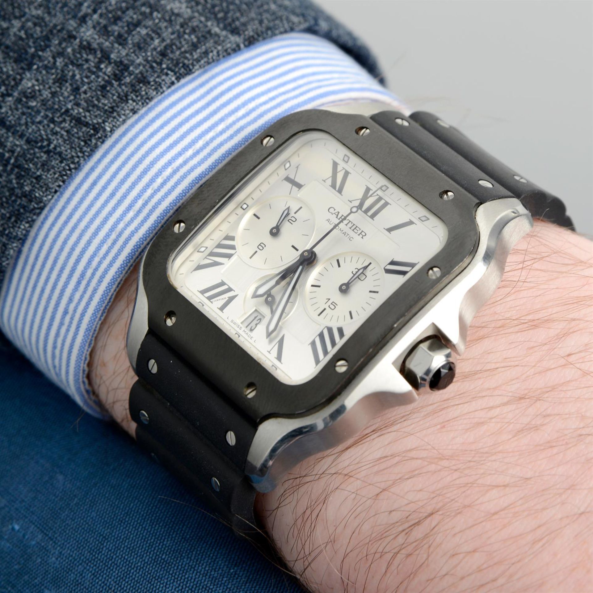 Cartier - a Santos chronograph watch, 40mm. - Bild 6 aus 6