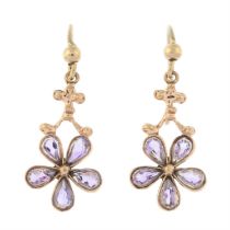 Amethyst floral drop earrings