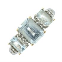 9ct gold aquamarine & diamond dress ring