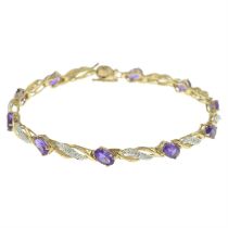 9ct gold amethyst & diamond bracelet
