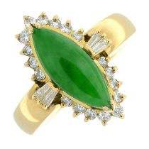 A-type jade & diamond cluster ring