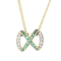 Emerald & diamond pendant necklace