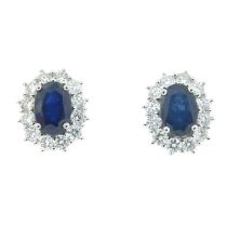 18ct gold sapphire & diamond cluster earrings