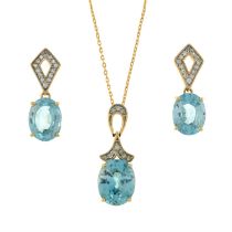 Set of blue topaz & gem-set jewellery