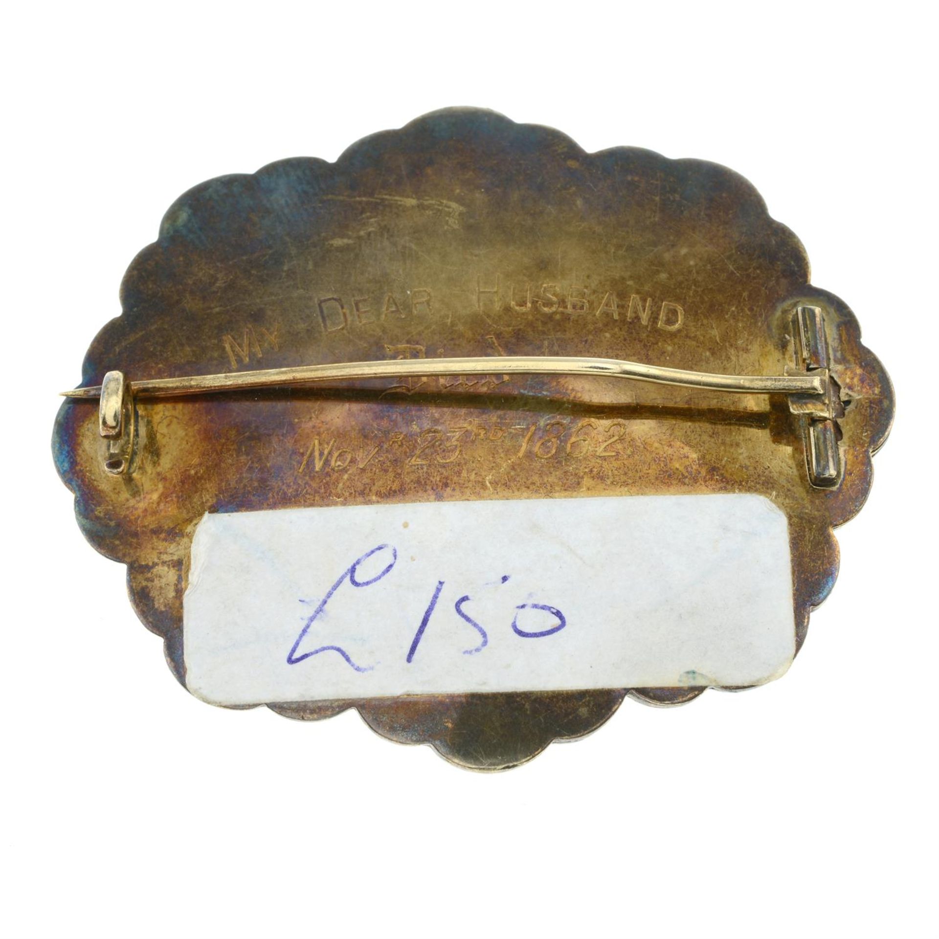 Victorian enamel & split pearl mourning brooch - Image 2 of 2