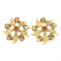 9ct gold citrine floral stud earrings