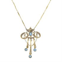 Edwardian aquamarine & pearl necklace