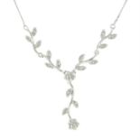 9ct gold diamond foliate necklace