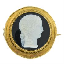 Victorian onyx cameo brooch