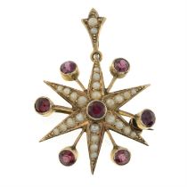 Victorian 9ct gold gem star pendant