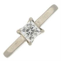 Platinum diamond single-stone ring.