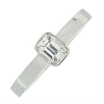 Platinum rectangular-shape diamond ring