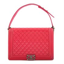 Chanel - Large Quilted Patent Boy Bag.