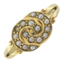 Victorian gold split pearl ring