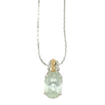 Prasiolite single-stone pendant & chain