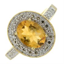 18ct gold citrine & diamond cluster ring