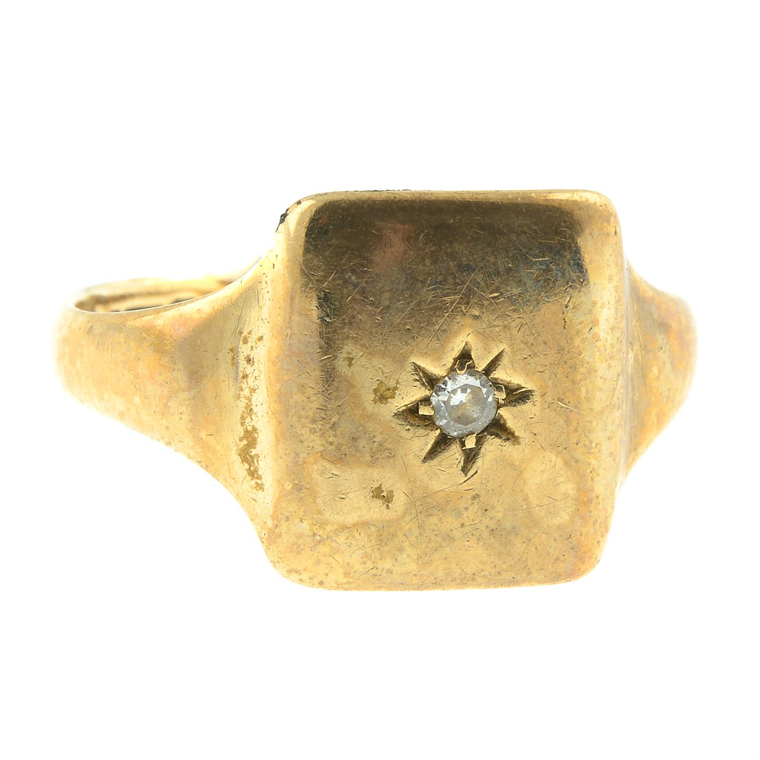 9ct gold diamond signet ring - Image 3 of 3