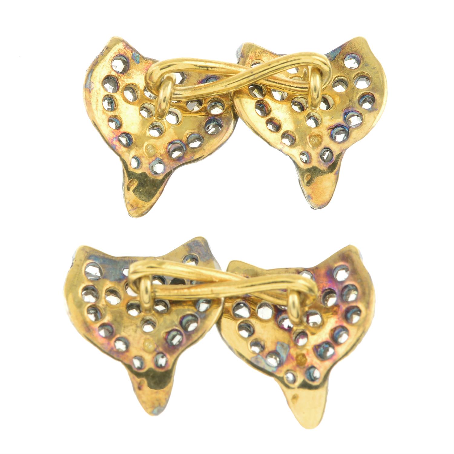 Diamond fox cufflinks, with ruby eyes - Image 2 of 2