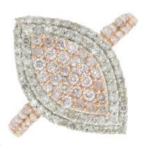 9ct gold pave-set diamond marquise-shape cluster ring