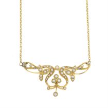 Early 20th century 15ct gold split pearl floral necklace.