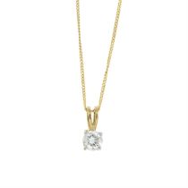 Diamond single-stone pendant, with chain