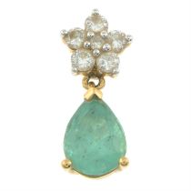 18ct gold emerald & diamond pendant