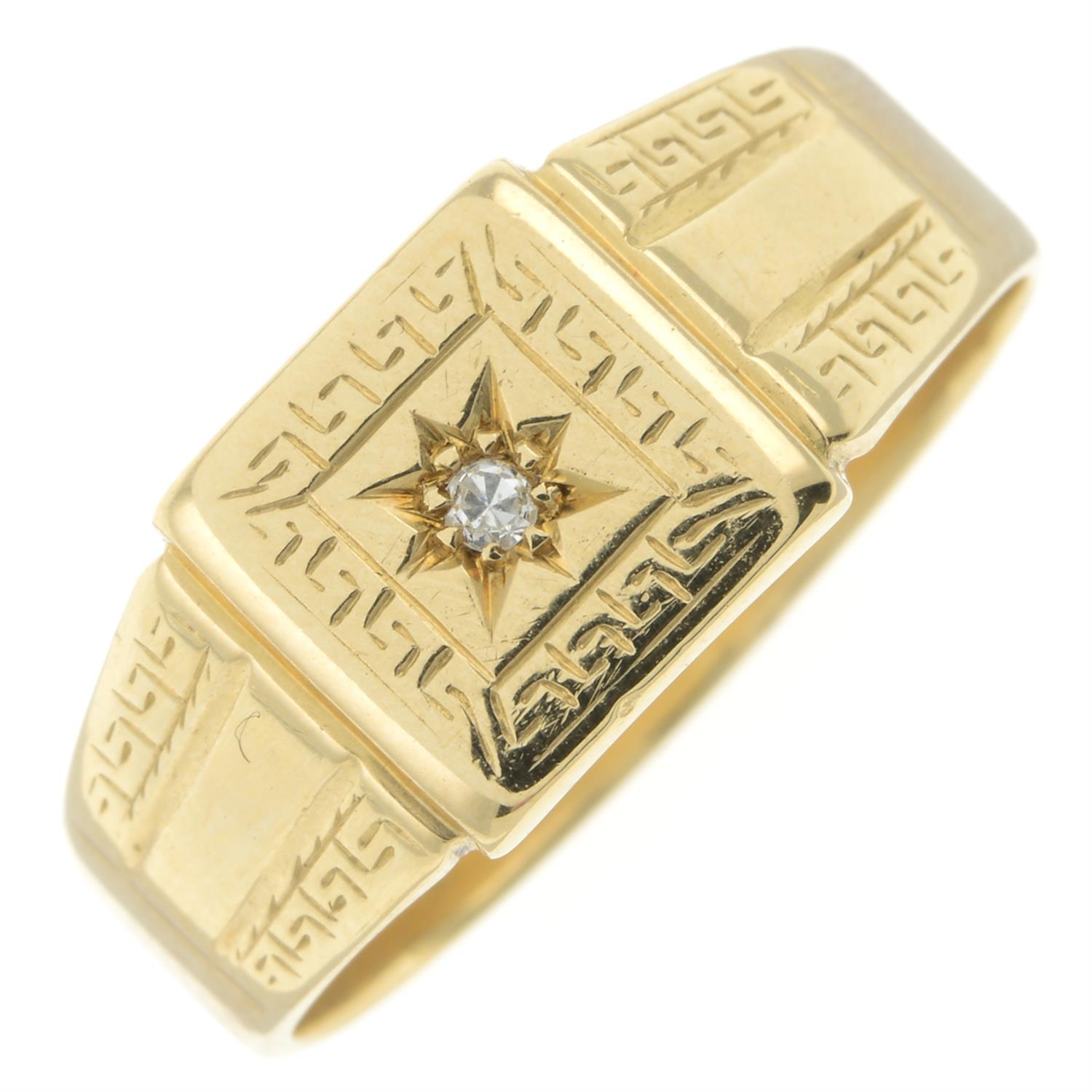 Early 20th century 18ct gold diamond signet ring