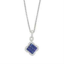 18ct gold sapphire & diamond pendant, with chain