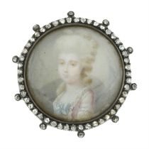 19th century diamond portrait miniature brooch