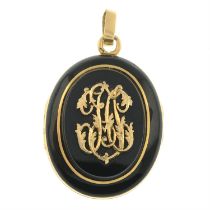 Victorian onyx & enamel mourning pendant