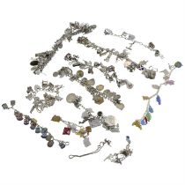 Twelve silver charm bracelets