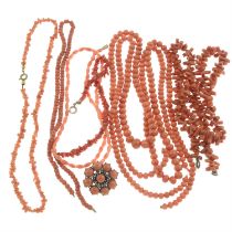 Assorted coral jewellery