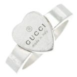 Silver heart-shape signet ring, by Gucci