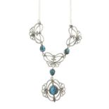 Arts & Crafts silver turquoise necklace, Liberty & Co.