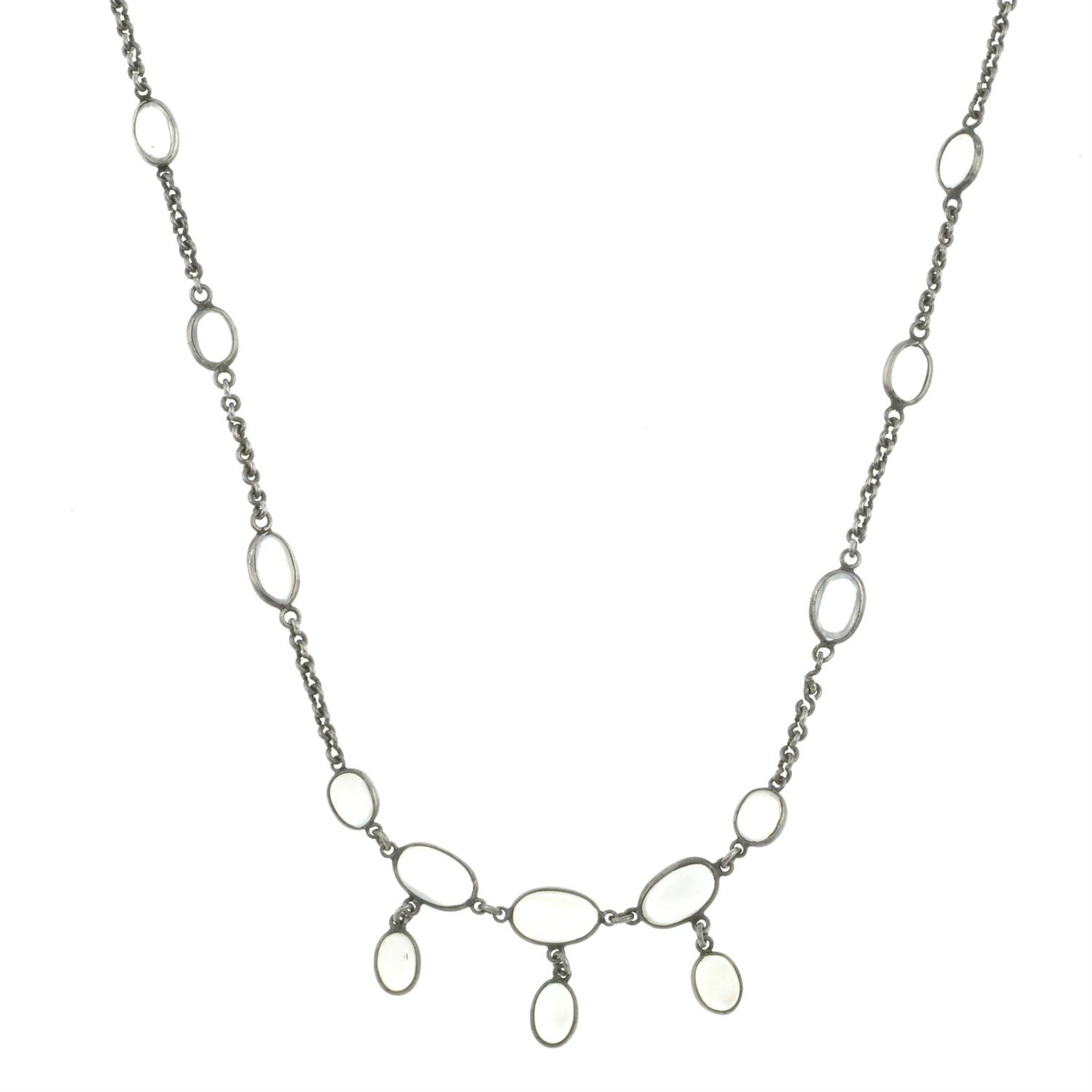Early 20th century silver moonstone necklace