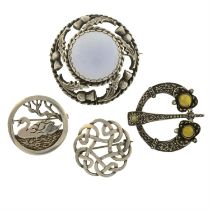 Four Scottish brooches, one by Malcom Gray