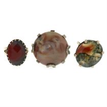 Three agate rings