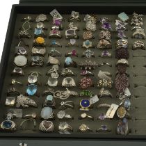 Selection of gem rings, cased