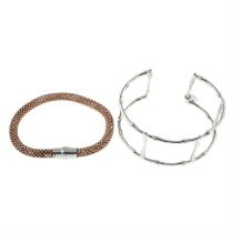 Two silver bracelets, by Babette Wasserman.