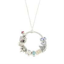 Pandora 'O' pendant, with charms & chain