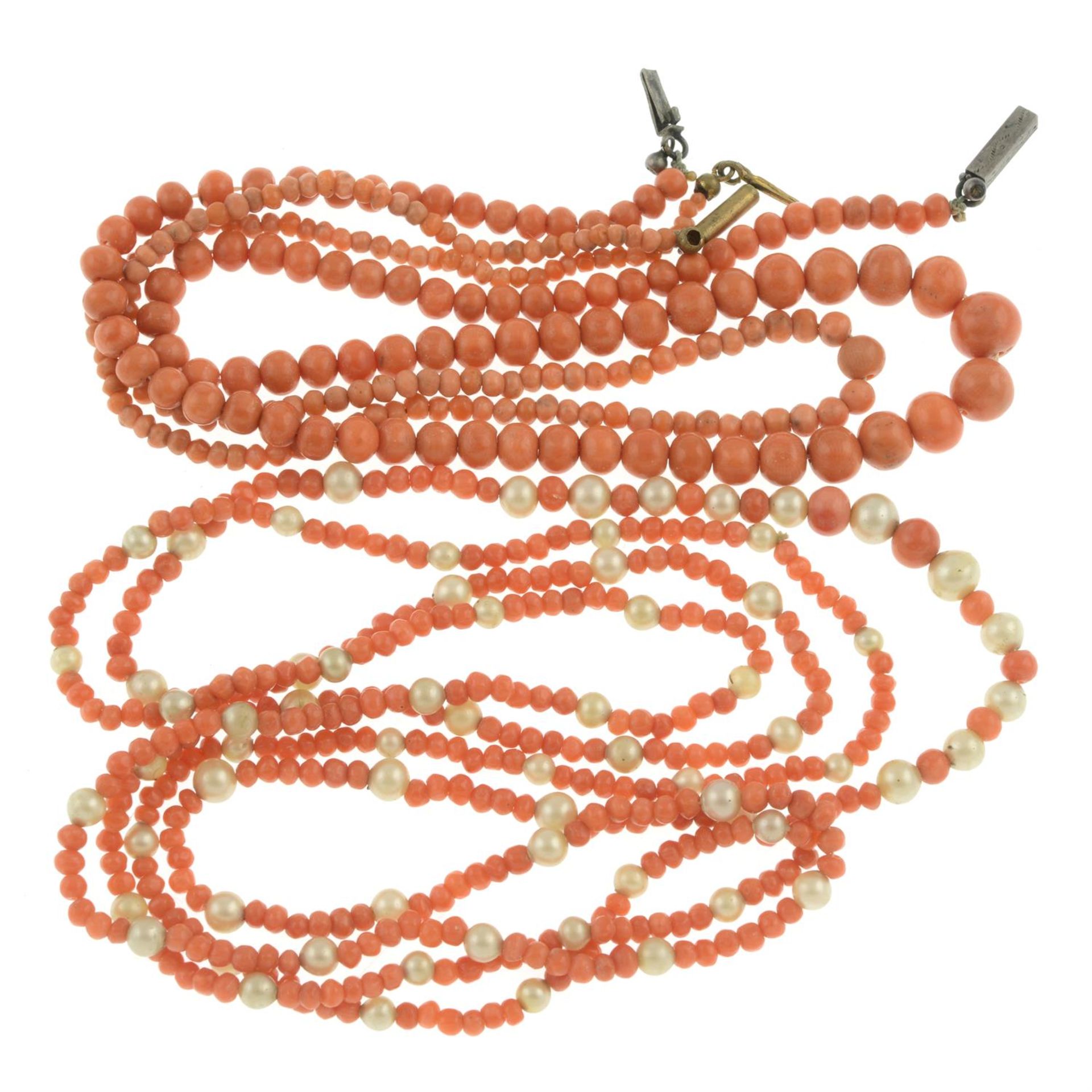 Three mid 20th century coral necklaces - Image 2 of 2