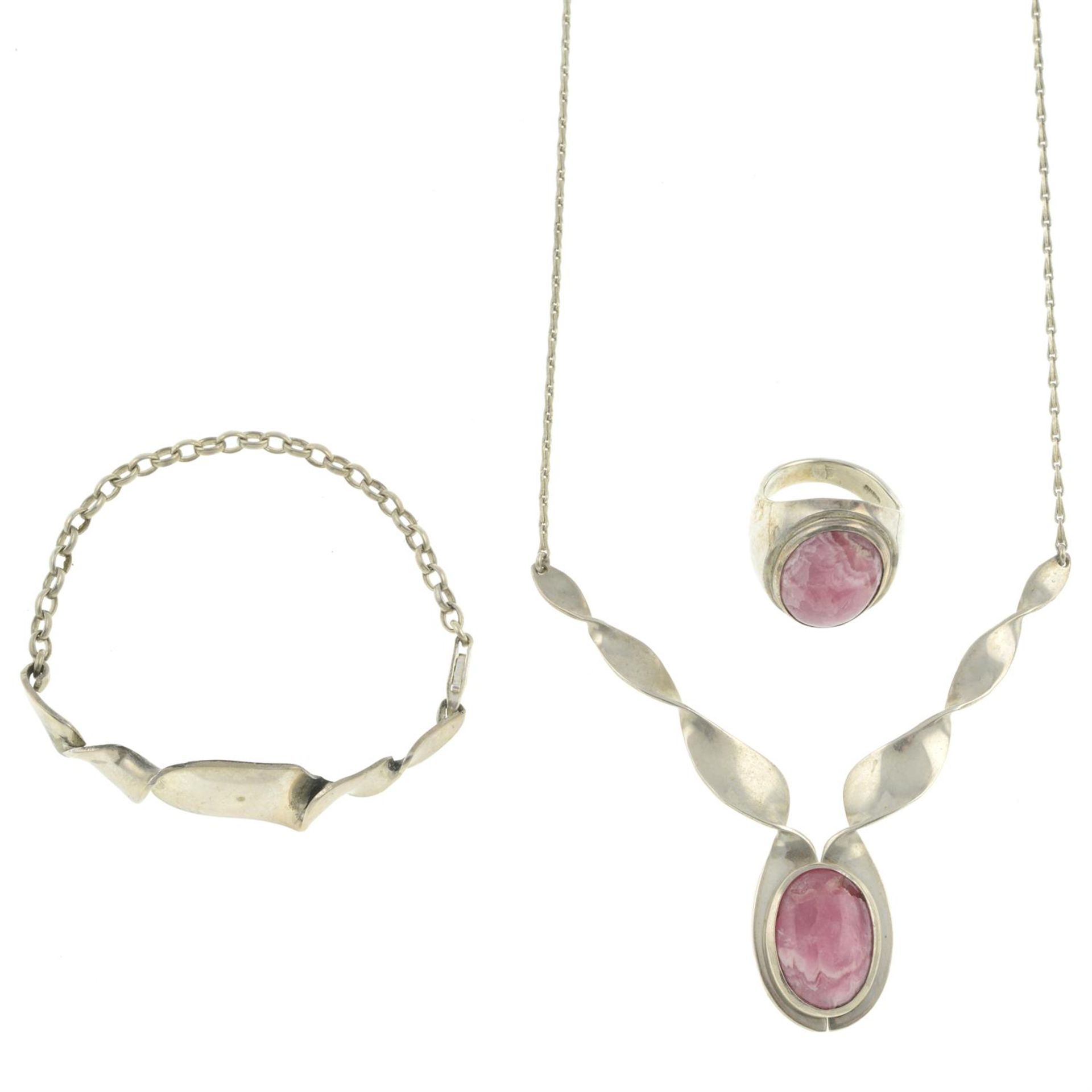 Rhodochrosite jewellery set