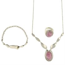 Rhodochrosite jewellery set