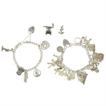 Two charm bracelets & two loose charms